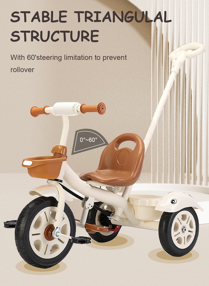 ما بيبي دراجة ثلاثية العجلات للأطفال، مزودة بسلة تخزين، ومقعد قابل للتعديل، ومقبض دفع، مناسبة للأولاد والبنات من عمر سنة إلى ست سنوات، دراجة توازن للمرح في الأماكن المغلقة والمفتوحة - Image 3